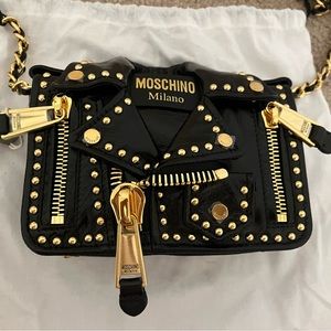 Moschino biker Leather Jacket Crossbody Bag